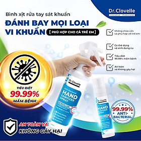 Bình xịt rửa tay Dr Clovelle đánh bay 99.99% vi khuẩn, không chứa cồn, thích hợp cho trẻ em có làn da nhạy cảm (200ml/chai) 