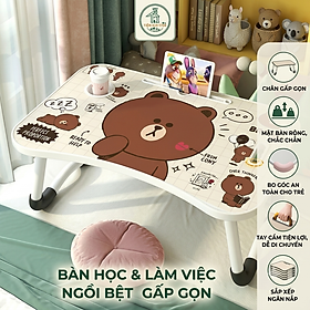 Bàn học sinh gấp gọn thông minh có khe máy tính bảng, khay để ly - chân bàn sơn tĩnh điện - Bé Trai
