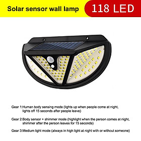 LED COB Solar Power PIR Motion Sensor Light Outdoor Garden Lamp 118 LED