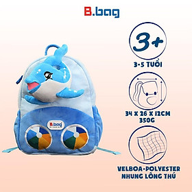 Balo mẫu giáo B.Bag Cushy-Dolphin Xanh dành cho bé 3-5 tuổi,trẻ mẫu giáo