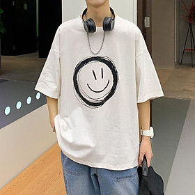 3 color【M-5XL】Fashion Short sleeve T-shirt Men Printed Smiley Pattern student couple short T-shirt unisex T-shirt Summer new style Oversize couple wear