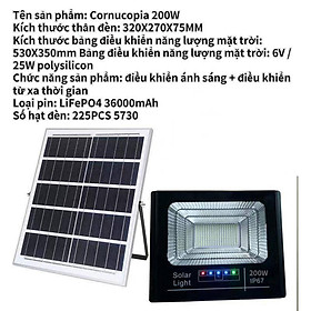 Mua Đèn pha năng lượng mặt trời 500w  300w  200w  100w   IP67 - Tấm pin rời dây nối 5m và kèm remote điều khiển
