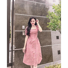 Đầm hoa nhí cổ vuông xd