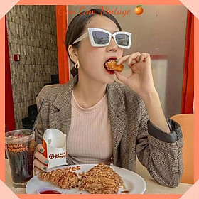 Kính râm kính mát nam nữ sang chảnh gọng trắng mắt vuông chữ nhật Kính gọng trắng mắt mèo Kính mắt đi biển đi du lịch