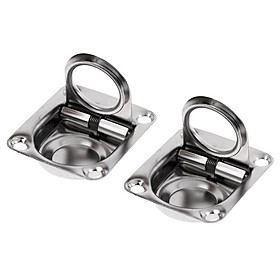 2x Boat Recessed Hatch Spring Loaded Pull Handle Marine Locker Flush Lifting Ring Stainless Steel - Size 1.7 x 1.5 inch/44 x 38mm