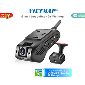 Camera Vietmap VM350 - Giám sát và định vị từ xa - Ghi hình trước và trong xe hành trình ô tô - Hàng chính hãng