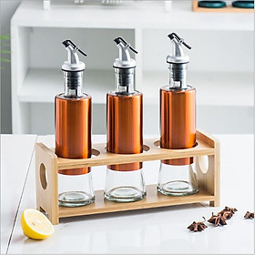Mua Sét 3 Chai Thủy Tinh Đựng Gia Vị 330ml Có Kệ Gỗ