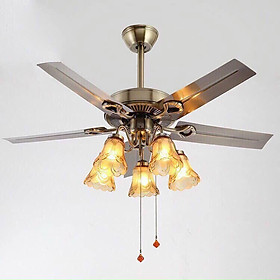 Mua Quạt trần có đèn cánh thép năm đèn 52KSI - 597