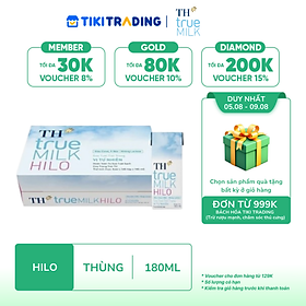 Thùng 48 hộp sữa tươi tiệt trùng TH True Milk  HILO vị tự nhiên 180ml