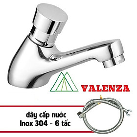 Vòi lavabo lạnh nhấn hơi đồng mạ crome kèm dây cấp nước-hàng chính hãng