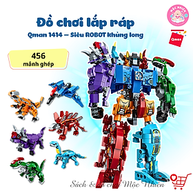 Đồ chơi lắp ráp xếp hình robot người máy Qman 1414 - Siêu Robot khủng long (553 mảnh ghép) dành cho bé trên 6 tuổi