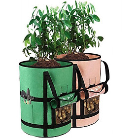Túi trồng 2x 26L Túi khoai tây Trồng bằng vải không dệt với tay cầm và túi trồng cửa sổ đôi Velcro cho cây ban công và rau quả Ø 30 x 35 cm
