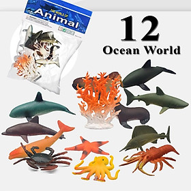 Đồ chơi 12 mô hình Cá Biển sống động Vacimall Animal Ocean World cho bé 3 tuổi nhập vai học hỏi và phát triển trí não