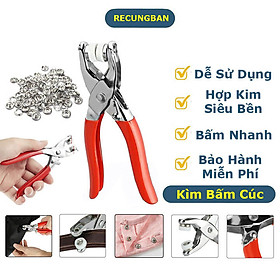 Kìm Bấm Cúc Vành Áo Kim Loại Đa Năng Bộ Kìm Bấm Khuy Kèm Cúc Bấm 9.5mm Thép Không Gỉ, Khoen Ore Quần Áo Tiện Lợi