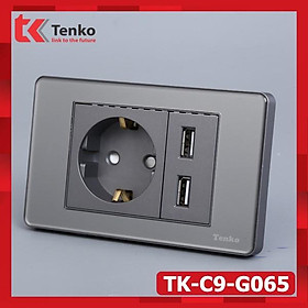 Mua Ổ Cắm Chìm Chuẩn Đức Có USB Sạc Nhanh 5V - 2100mAh Màu Xám Âm Tường Hàng Thông Dụng Màu Xám Tenko TK-C9-G065