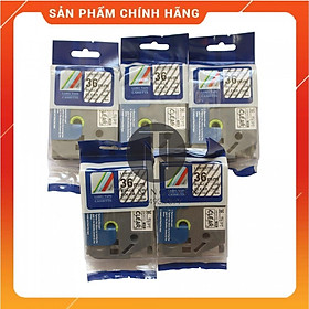 [Combo 5 cuộn] Nhãn In Brother Tz2-161 - Đen nền trong 36mm x 8m - Hàng nhập khẩu