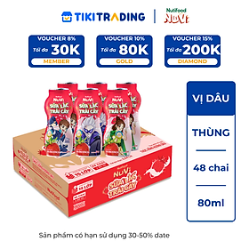 Thùng 48 chai Sữa Lắc Trái Cây NuVi Hương Dâu 80ml - Tăng Cường Chiều Cao, Phát Triển Trí Não