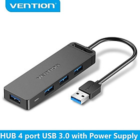 Bộ chia 4 Port HUB USB 3.0 hỗ trợ nguồn Vention CHLBD dài 50cm-Hàng Chính Hãng