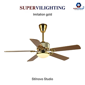 Mua Quạt treo trần nhà SuperVilighting QT-210 cánh gỗ có đèn phòng khách gian ngủ phong cách cổ điển Hàng Nhập Khẩu