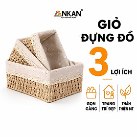 Mua Giỏ Đựng Đồ  Rổ Cói Thương Hiệu ANKAN  Đựng Mỹ Phẩm  Đựng Đồ Ăn Vặt Để Bàn  Decor Chụp Ảnh Sản Phẩm Lót Vải Vintage  Phong cách Hàn Quốc  Đặt Ở Bàn  Kệ  Phòng Ngủ