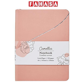 Sổ Da Bìa Cứng Camellia A6 - Kẻ Ngang - 120 Trang 100gsm - The Sun - Pretty Pink
