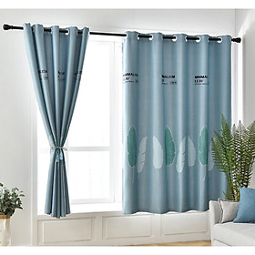 Mua RÈM TREO CỬA NHIỀU HỌA TIẾT CHIỀU CAO 2M (NHIỀU KÍCH THƯỚC  VẢI DÀY ĐẸP ) MẪU LÁ VÀ CHỮ XANH