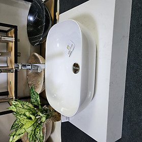 Lavabo sứ đặt bang nano tuyết cao cấp  Tặng kèm xiphong thoát nước