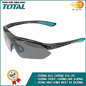 Kính bảo hộ màu đen chống bụi và chống tia UV TOTAL TSP306 - Đeo đi đường, kính nhẹ, độ bền cao, kính mát