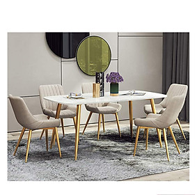 Bộ Bàn Ăn Luxury Mạ Vàng Siêu Phẩm của Năm BBDP-02-1204 - Kích Thước 1.4m x 80cm và 4 Ghế (Màu ghế ngẫu nhiên)