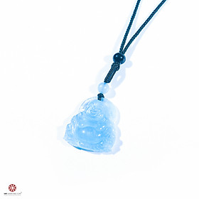 Mặt dây chuyền Phật Di Lặc hải lam ngọc - Aquamarine tự nhiên - Hợp mệnh Thủy và Mộc | VietGemstones