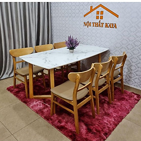 Mua Bộ bàn mặt đá chân M 6 ghế Lunar (Nâu) 1m6 Mặt bàn đá với nguyên liệu được nhập khẩu từ Malaysia công nghệ Ý