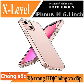 Ốp lưng chống sốc cho iPhone 14 / 14 Plus / 14 Pro / 14 Pro Max mặt lưng trong suốt siêu mỏng 0.88mm hiệu X-Level Sparkling Series độ trong tuyệt đối, chống trầy xước, chống ố vàng, tản nhiệt tốt - hàng nhập khẩu
