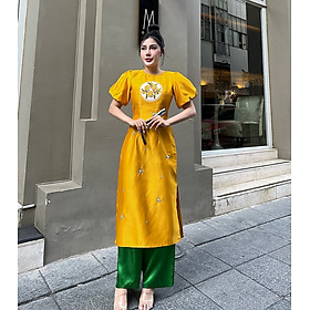 Hình ảnh Áo dài cách tân Tapta nhung kết đá xinh xỉu AD023- Lady Fashion