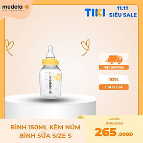 Bình sữa cho bé bú Medela 150ml núm S - Bình kèm núm có nắp chụp