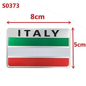 Tem nhôm Logo nhôm hình lá cờ Ý - ITALY trang trí xe