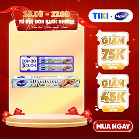 Combo 3 hộp giấy bạc màng nhôm myjae đài loan để bảo quản, nướng thức ăn, bọc thực phẩm 30cm x 14m