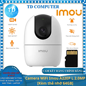 Mua Camera WiFi Imou A22EP L 2.0MP  Kèm thẻ nhớ 64GB  Chuẩn 1080P Đàm thoại 2 chiều Quan sát ngày đêm - Hàng chính hãng DSS phân phối