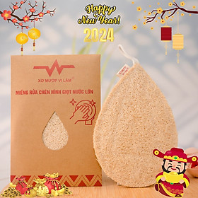 Miếng rửa chén xơ mướp tự nhiên hình giọt nước cỡ lớn, dễ dàng sử dụng, sạch sẽ chén bát, bền bỉ mà không gây hại da tay, không trầy xước men chén đĩa