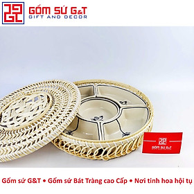 Mua Khay mứt Tết vẽ bông sen Gốm Sứ G&T