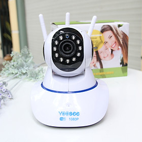 Camera wifi trong nhà Yoosee Z02T 2.0 Full HD, 3 râu, xoay 360 độ , tương tác 2 chiều, hỗ trợ thẻ nhớ lên đến 128G, cảnh báo chuyển động – Hàng nhập khẩu