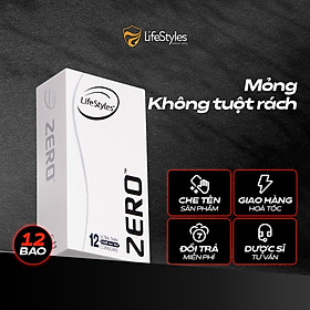 Bao Cao Su LifeStyles ZERO Cao Cấp Siêu Mỏng Tuyệt Đối, Dẻo Dai - Hộp 12 bao