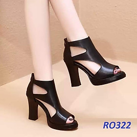 Giày cao gót nữ đẹp đế vuông 8 phân hàng hiệu rosata màu đen ro322 - Đen - 37