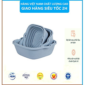 Sét Thau Rỗ Nhựa Đựng Rau Củ Quả 6 Món 3 Kích Thước Đa Năng Việt Nhật - Hàng Việt Nam