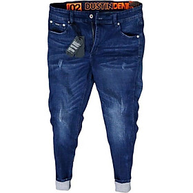 Quần jeans nam co dãn B1415 mẫu trơn phối xước đơn giản dáng vừa không bó sát thiết kế trẻ trung đơn điệu phá cách Julido thời trang hàn quốc