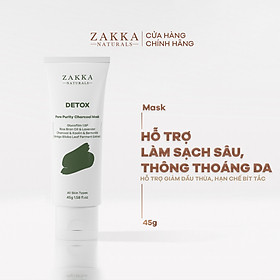 Mặt Nạ Detox Zakka Naturals than hoạt tính làm sạch sâu Detox Pore Purity Charcoal Mask 45g