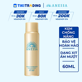 Kem chống nắng dạng xịt dưỡng da bảo vệ hoàn hảo Anessa Perfect UV Sunscreen Skincare Spray SPF 50+ PA++++ 60g