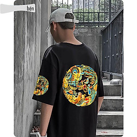 Áo thun nam nữ Unisex Long Phụng Sum Vầy độc lạ Áo thun nam tay lỡ màu đen trắng Trumunisex aothununisex aophongnam