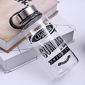 Portable Glass Water Bottle with Protective Bag, 1000ml/700ml Sports Outdoor Water Bottles, Travel Heat proof Drinking Teapot