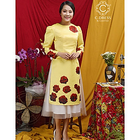 Set Áo Dài Cách Tân Nữ Thiết Kế Hoa Hồng