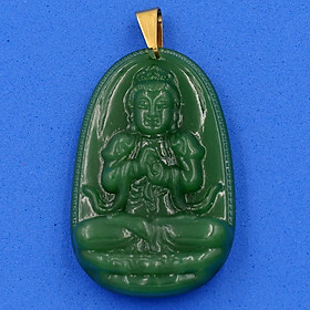 Mặt dây chuyền phật Như Lai Đại Nhật thạch anh xanh 4.3cm - phật bản mệnh tuổi Mùi, Thân